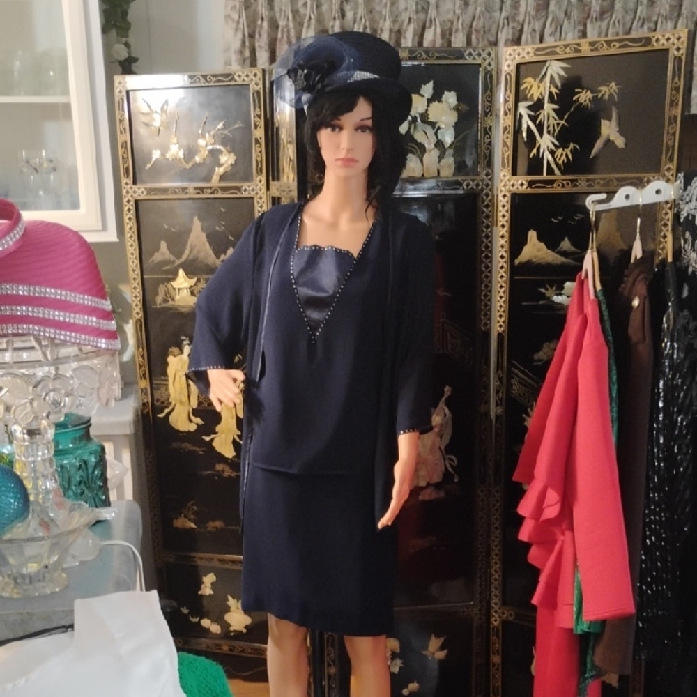 Elegant Navy Blue Women's Skirt Set